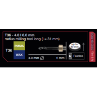 T36 - 4,0 | 6,0MM RADIUS MILLING TOOL LONG(L=31MM) PMMA/WAX